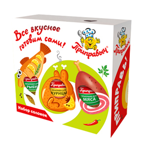 Баночка солонка набор курица, мясо, рыба 1*10 Проксима