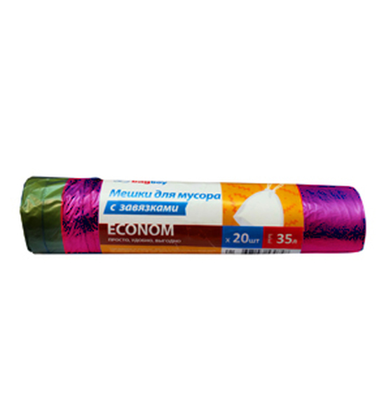 Мешки мус.  35л 56*60 20шт с завяз рубин НД 1/20*45