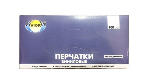 Перчатки виниловые неопудр. однораз. "M"  1/100*10